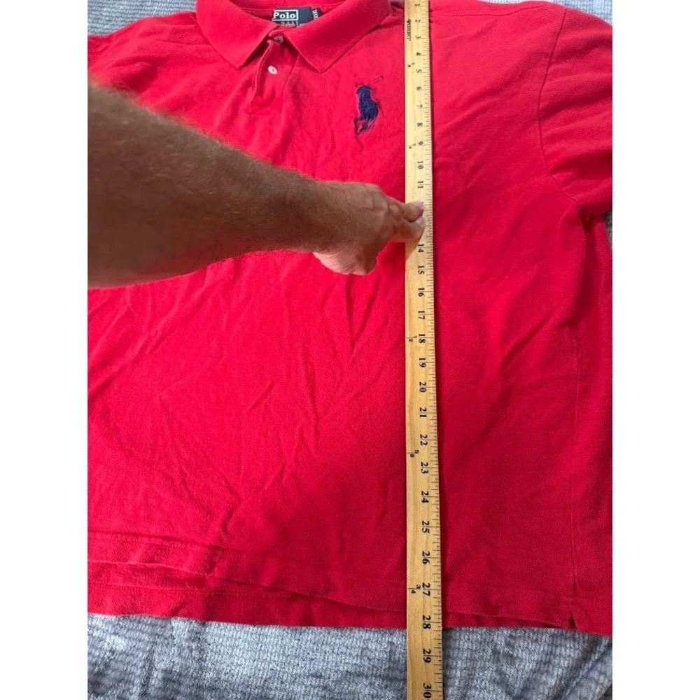 Vintage Polo Ralph Lauren Mens Red Short Sleeve Polo Shirt Blue Big‎ Pony 3XL